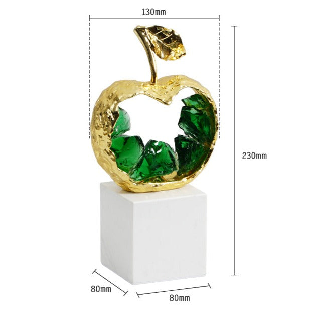 Modern Apple Crystal & Brass Ornament