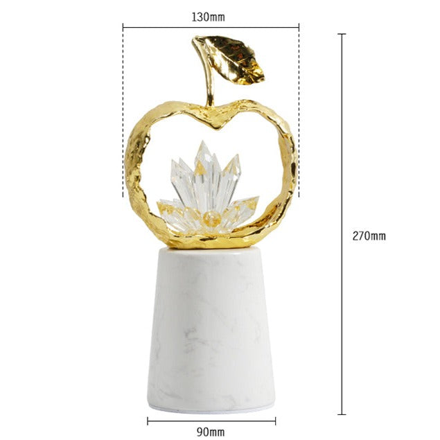 Modern Apple Crystal & Brass Ornament