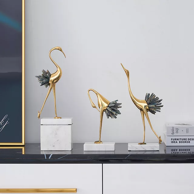 Golden Stoned Flamingo Set