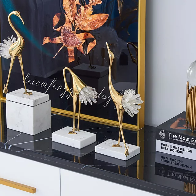 Golden Stoned Flamingo Set